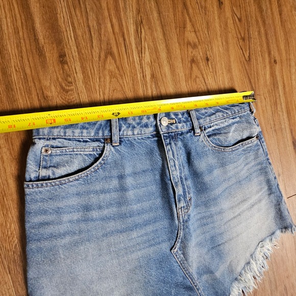 We The Free Free People Bailey Denim Skirt 31 Frayed High Low Raw Hem Boho - Picture 7 of 7